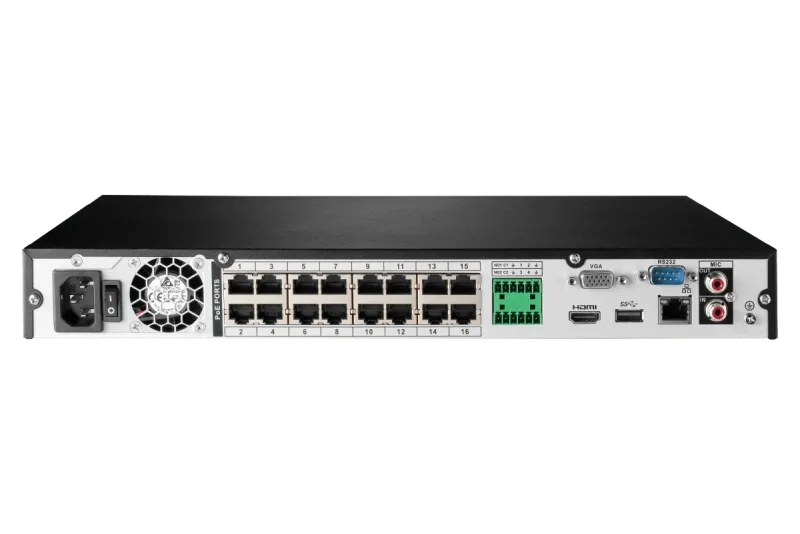 Lorex Fusion Series 4K 16 Camera Capable (Wired or Fusion Wi-Fi) 4TB Wired NVR System with H12 Wired 4K IP Turret Cameras