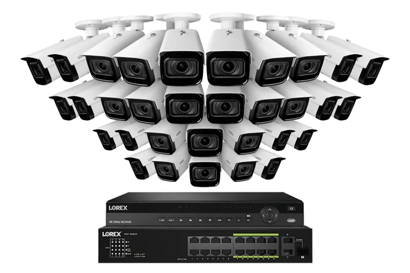Lorex 4K (32 Camera Capable) 6TB Wired NVR System with Nocturnal 3 Smart IP Bullet Cameras Featuring Motorized Varifocal Lens and 30FPS Recording