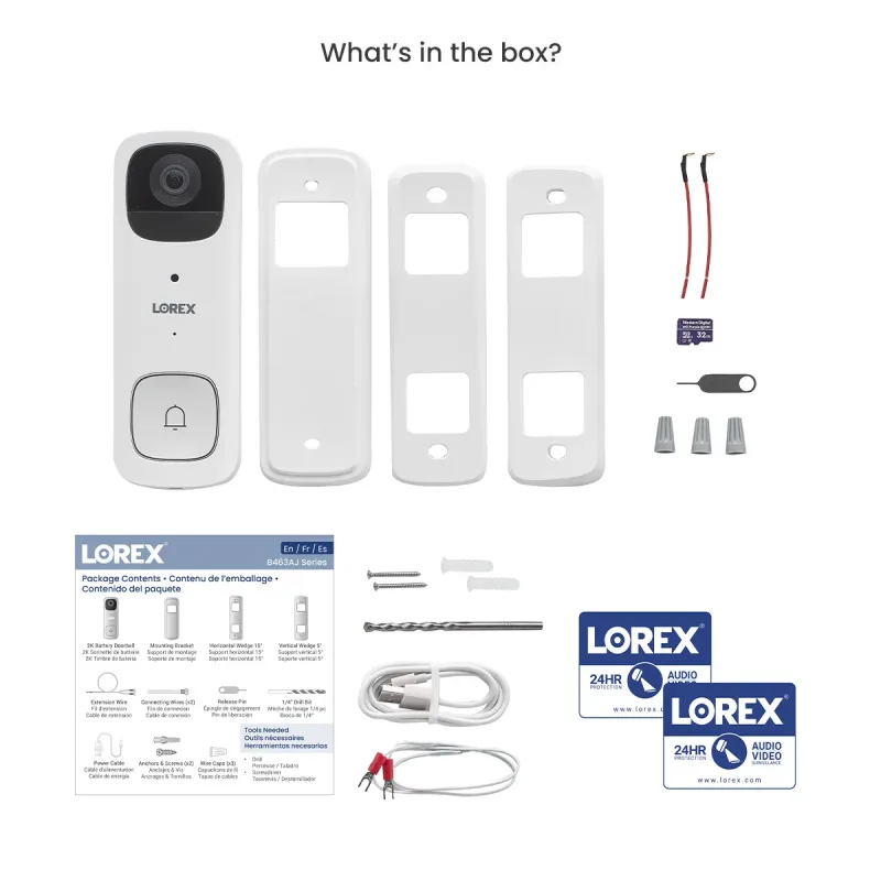 Videoportero Wi-Fi Lorex 2K (a batería) con timbre Wi-Fi Chimebox (32GB)
