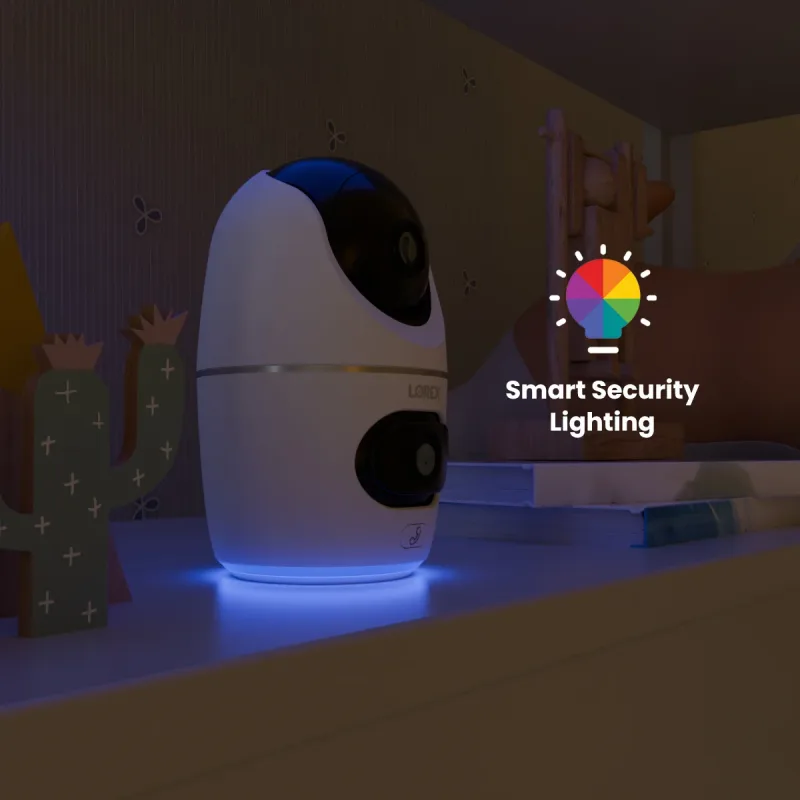Lorex 2K 듀얼 렌즈 실내 팬틸트 Wi-Fi 보안 카메라(32GB)
