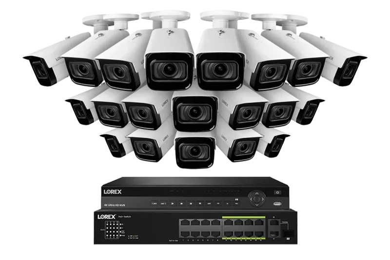Lorex 4K (32 Camera Capable) 6TB Wired NVR System with Nocturnal 3 Smart IP Bullet Cameras Featuring Motorized Varifocal Lens and 30FPS Recording